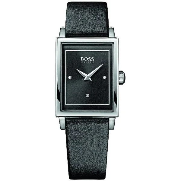 Vibrant face watches-Hugo Boss Women's 1502348 Crystal Black Leather Watch