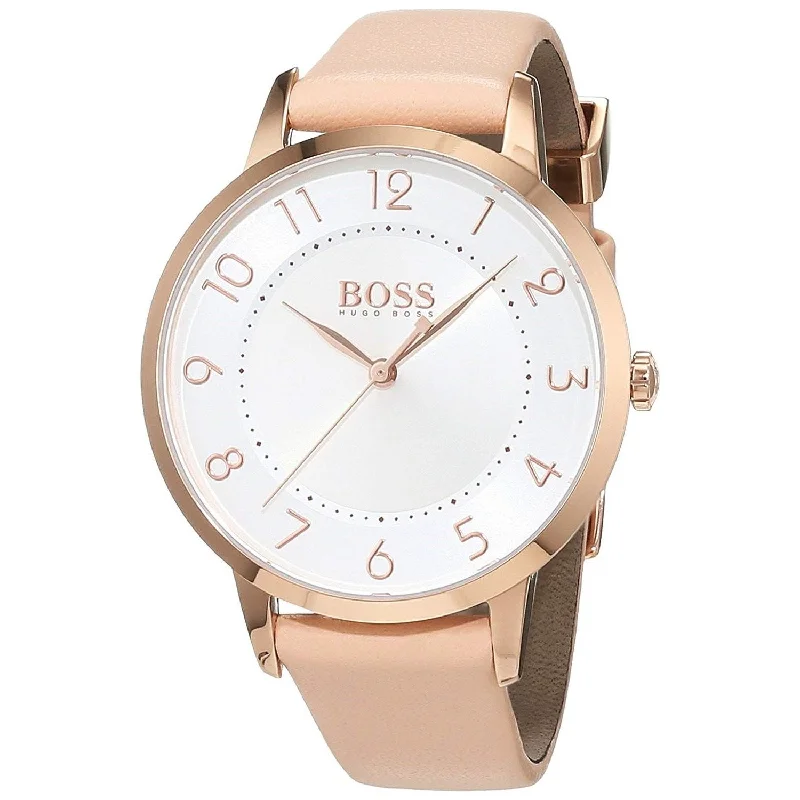 Bold bezel watches-Hugo Boss Women's 1502407 Eclipse Pink Leather Watch