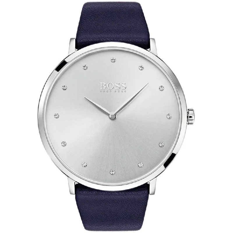 Lightweight strap watches-Hugo Boss Women's 1502410 Jillian Blue Leather Watch