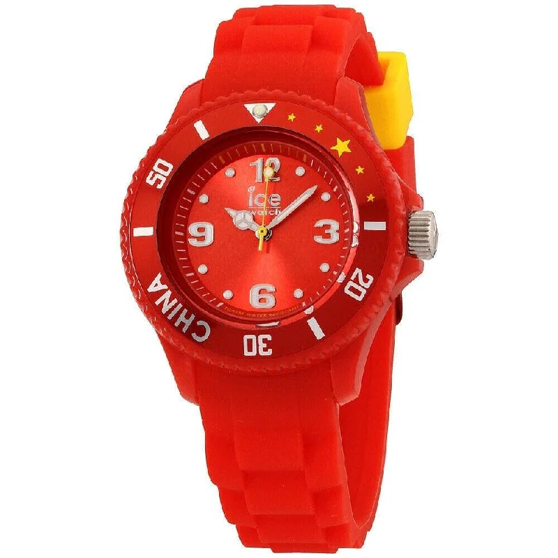 Stone accent watches-Ice Watch Unisex WO.CN.S.S.12 Ice-World Red Silicone Watch