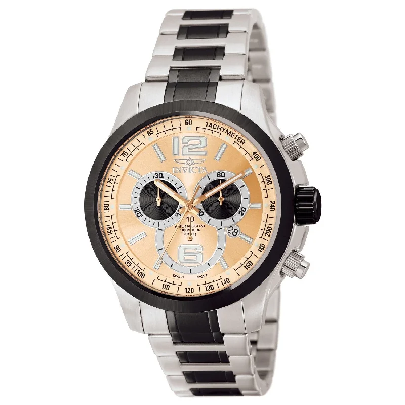 Everyday wear watches-Invicta Men's 0079 Specialty Chronograph  Black and Silver Stainless Steel Watch