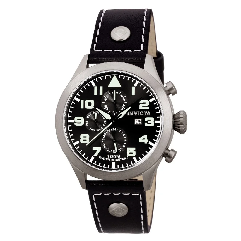 Rose quartz watches-Invicta Men's 0353 I-Force Military Multi-Function Black Leather Watch