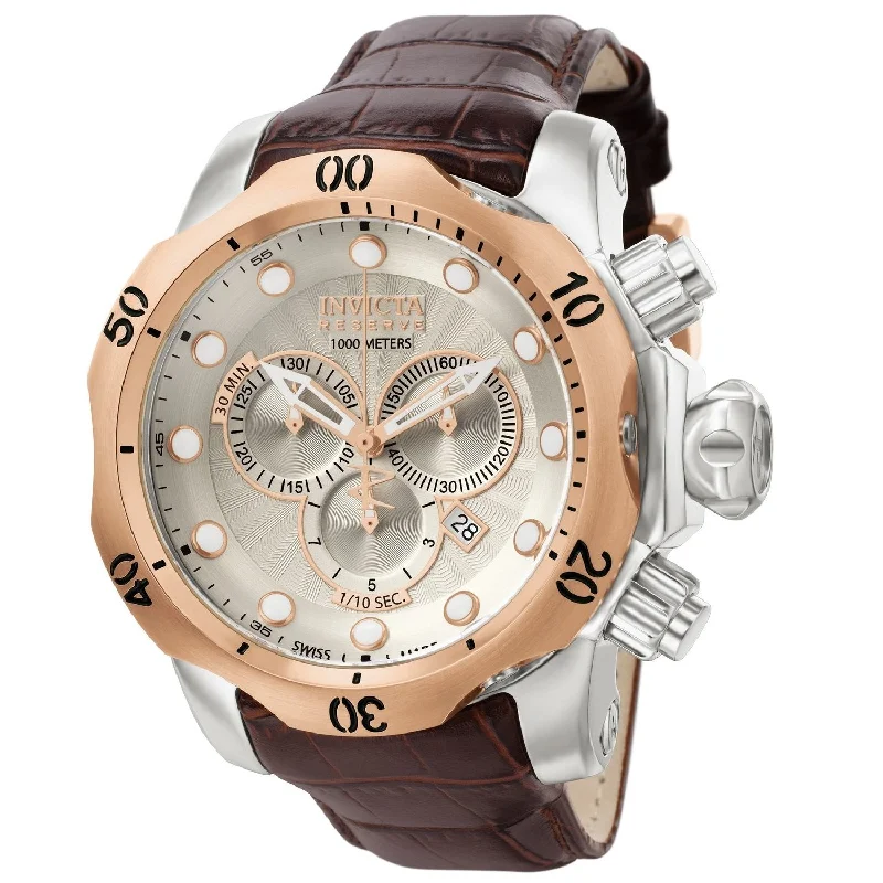 Chic bracelet watches-Invicta Men's 0359 Reserve Venom Chronograph Brown Leather Watch