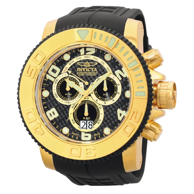 Stainless steel watches-Invicta Men's 0415 Sea Hunter Sea Hunter Chronograph Black Polyurethane Watch