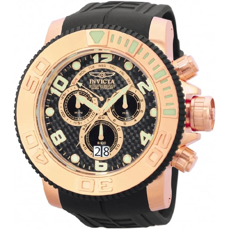 Elegant slim watches-Invicta Men's 0416 Sea Hunter Chronograph Black Polyurethane Watch