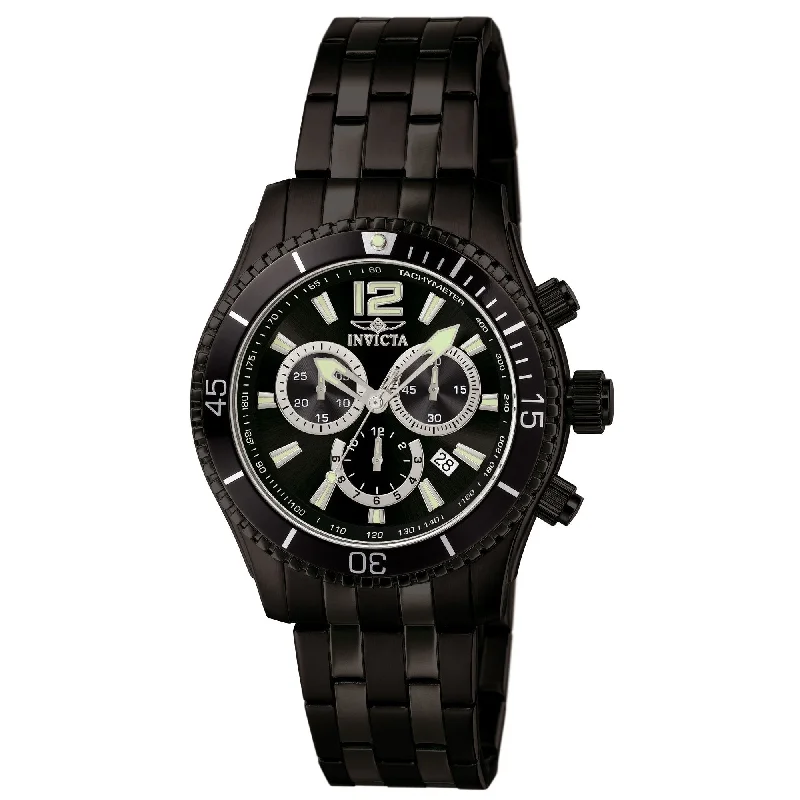 Retro analog watches-Invicta Men's 0624 Specialty Chronograph Black Stainless Steel Watch