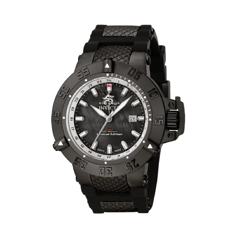 Crystal bezel watches-Invicta Men's 0736 Subaqua Noma III GMT Black Polyurethane Watch