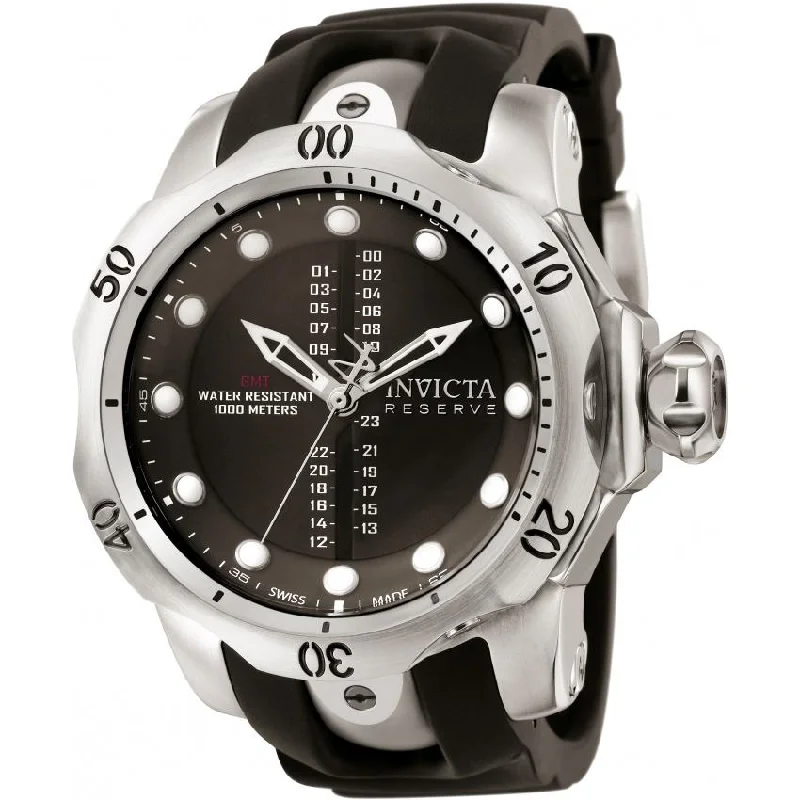 Floral strap watches-Invicta Men's 0804 Reserve Venom GMT Black Polyurethane Watch