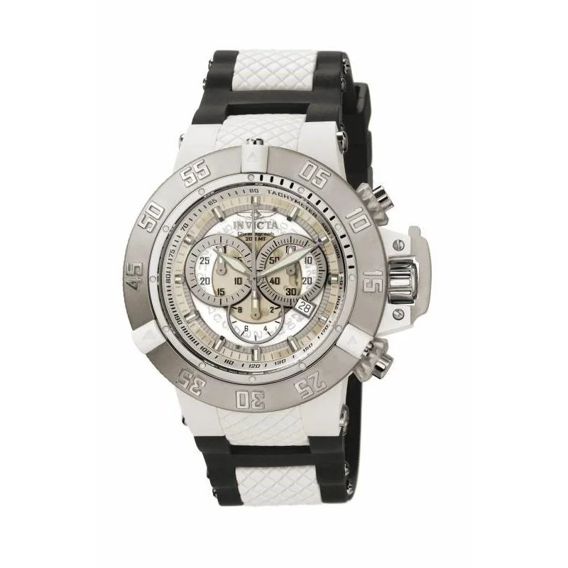 Casual leather watches-Invicta Men's 0924 Subaqua Noma III Chronograph Black and White Polyurethane and Stainless Steel Watch