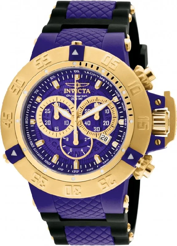 Vibrant face watches-Invicta Men's 0929 Subaqua 3 Chronograph Black and Blue Polyurethane Watch