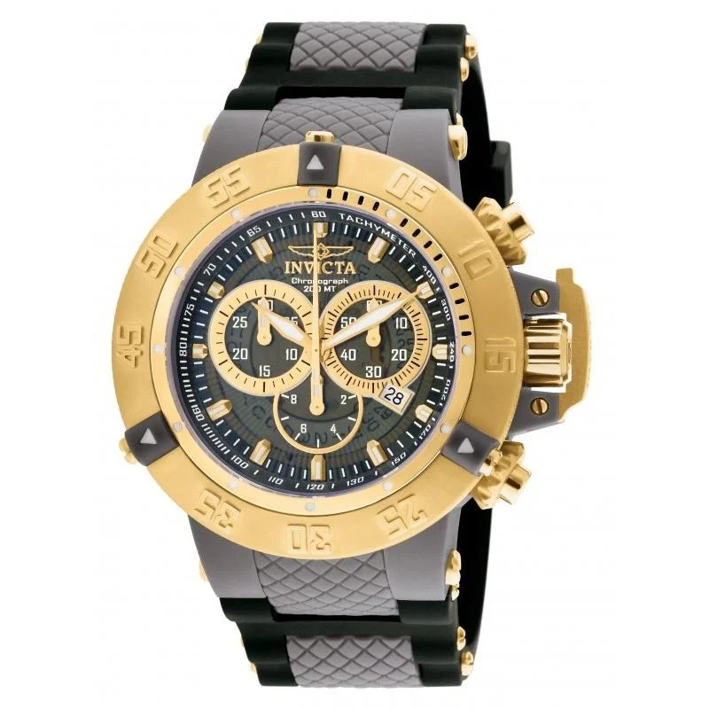 Gold tone watches-Invicta Men's 0930 Subaqua 3 Black and Gunmetal Inserts Polyurethane Watch