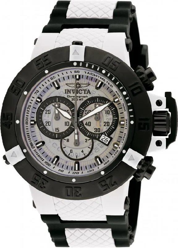 Square dial watches-Invicta Men's 0933 Subaqua 3 Chronograph Black and White Polyurethane Watch