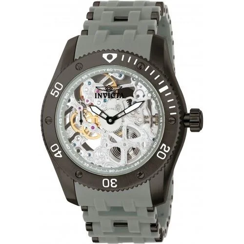 Bold bezel watches-Invicta Men's 10355 Sea Spider Multi-Function Mechanical  Grey Polyurethane and Stainless Steel Watch