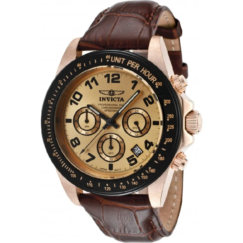 Chic analog watches-Invicta Men's 10711 Speedway Chronograph Black Leather Watch