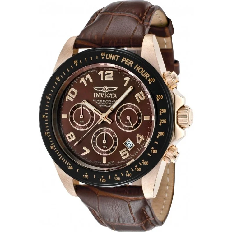 Steel mesh watches-Invicta Men's 10712 Speedway Chronograph Brown Leather Watch