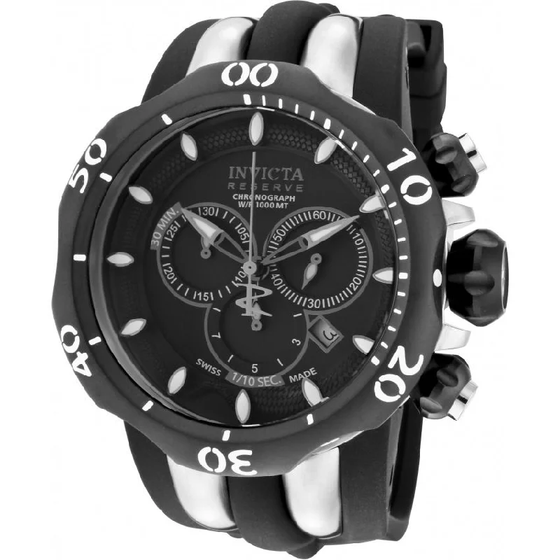 Luxury strap watches-Invicta Men's 10835 Venom Venom Chronograph Black Polyurethane Watch