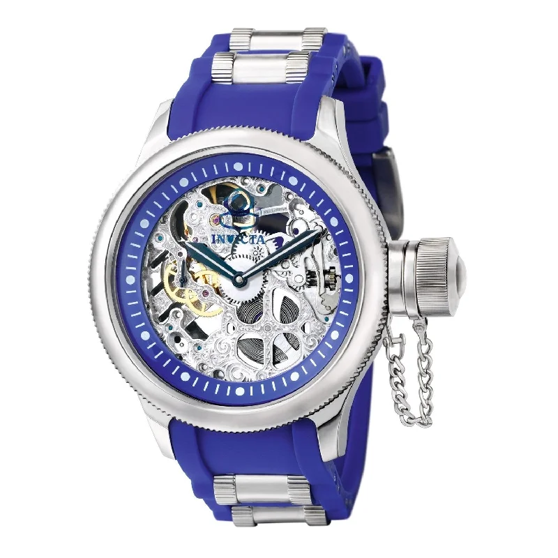 Artistic strap watches-Invicta Men's 1089 Russian Diver Blue and Rose-Tone Polyurethane Watch