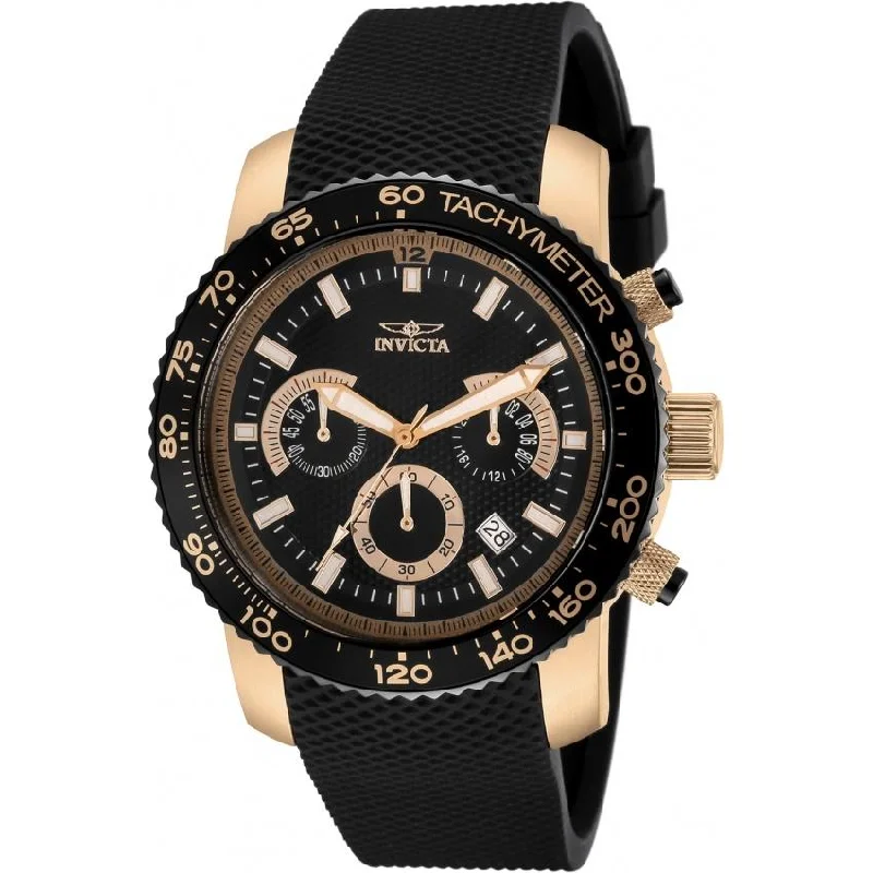 Two-tone strap watches-Invicta Men's 11294 Specialty Chronograph Black Polyurethane Watch