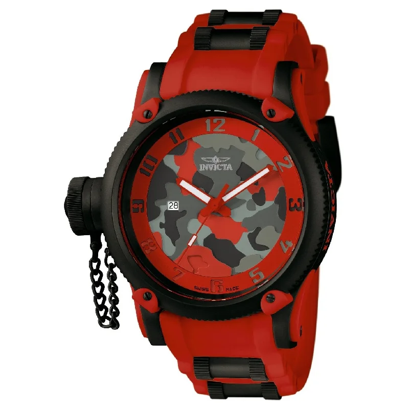 Casual slim watches-Invicta Men's 11334 Russian Diver Red Polyurethane and Stainless Steel Watch