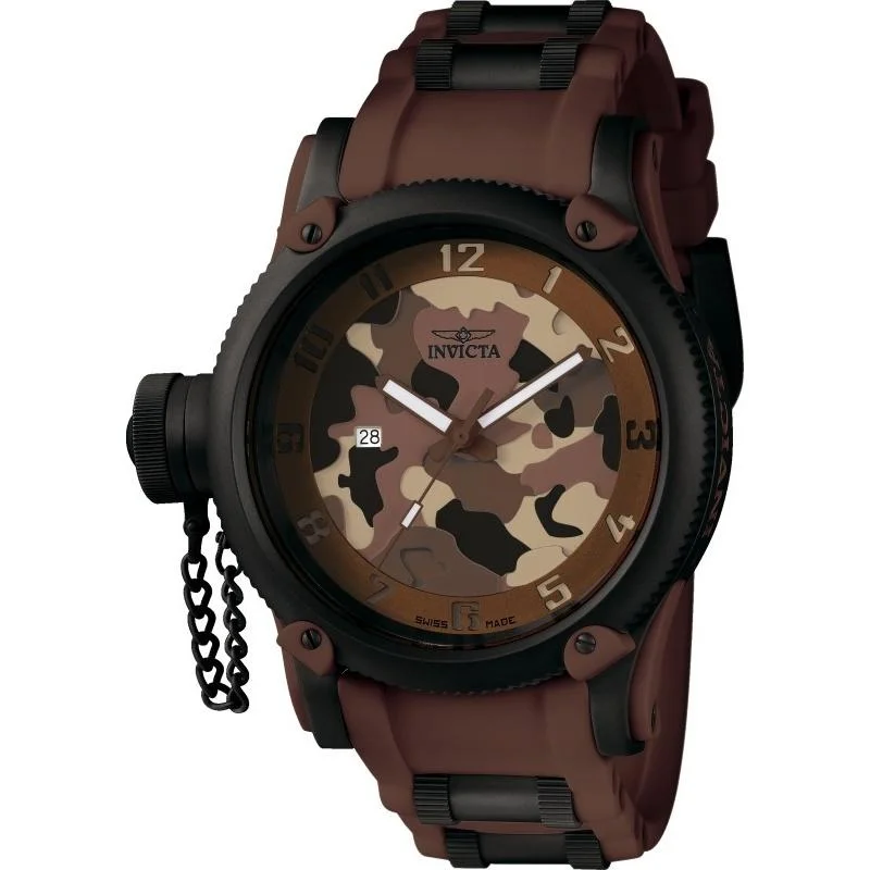 Daily wear watches-Invicta Men's 1198 Russian Diver Brown Polyurethane and Stainless Steel Watch