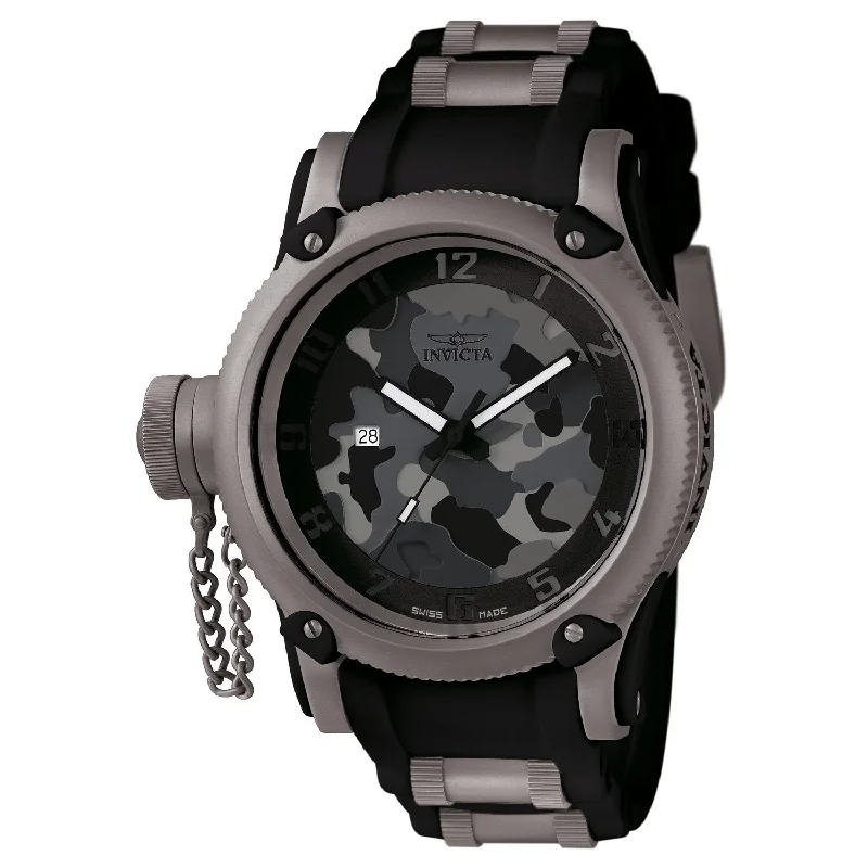 Bold design watches-Invicta Men's 1202 Russian Diver Black Polyurethane and Stainless Steel Watch