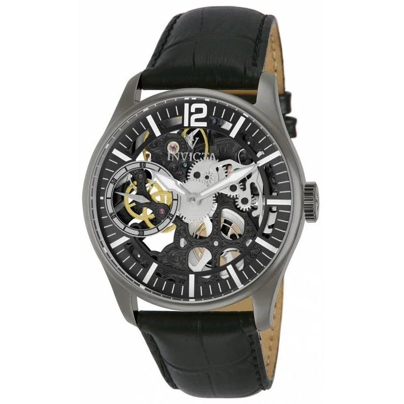 Sleek sport watches-Invicta Men's 12406 Vintage Mechanical Multi-Function Black Leather Watch