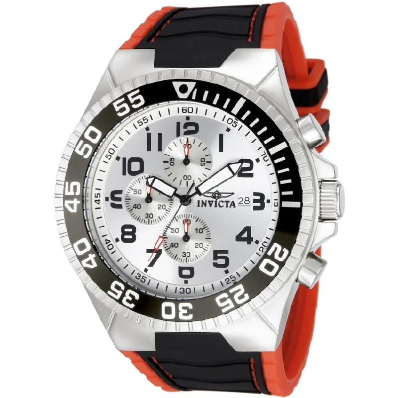 Minimalist silver watches-Invicta Men's 12411 Pro Diver Black and Red Polyurethane Watch