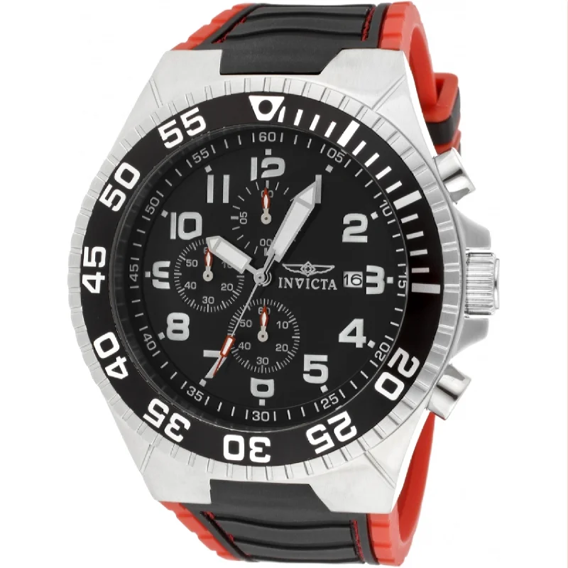 Rose gold strap watches-Invicta Men's 12412 Pro Diver Black and Red Polyurethane Watch