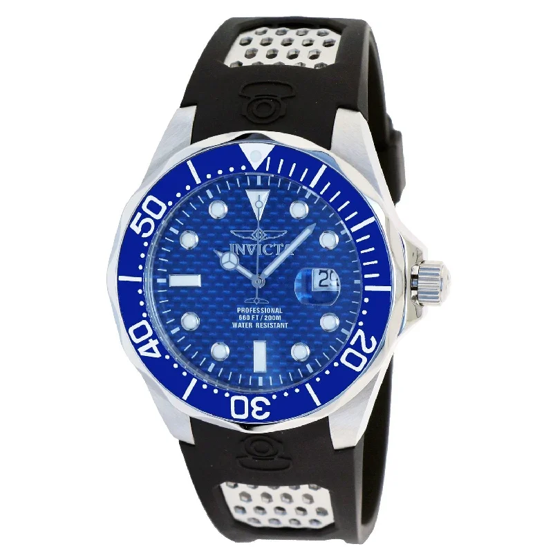 Sleek quartz watches-Invicta Men's 12559 Pro Diver Black and Silver Polyurethane and Stainless Steel Watch