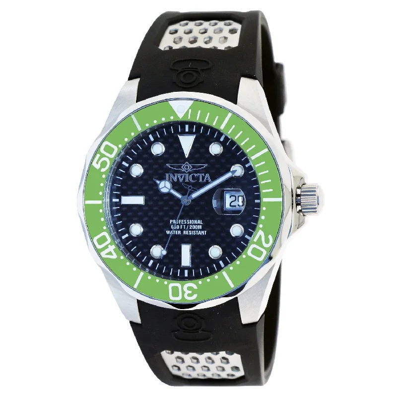 Modern analog watches-Invicta Men's 12560 Pro Diver Black and Silver Polyurethane Watch