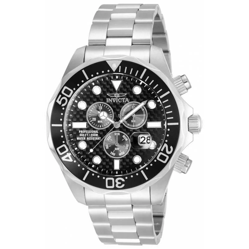 Sapphire dial watches-Invicta Men's 12568 Pro Diver Chronograph Stainless Steel Watch