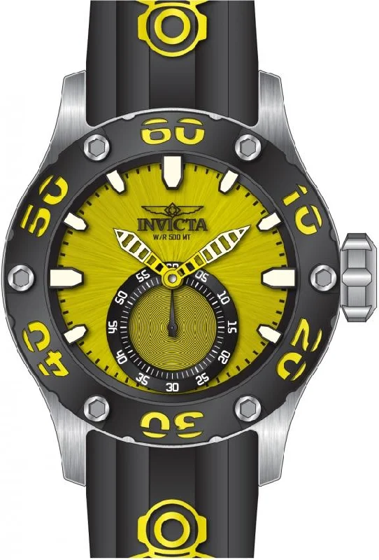 Retro style watches-Invicta Men's 12705 Russian Diver Black and Yellow Polyurethane Watch