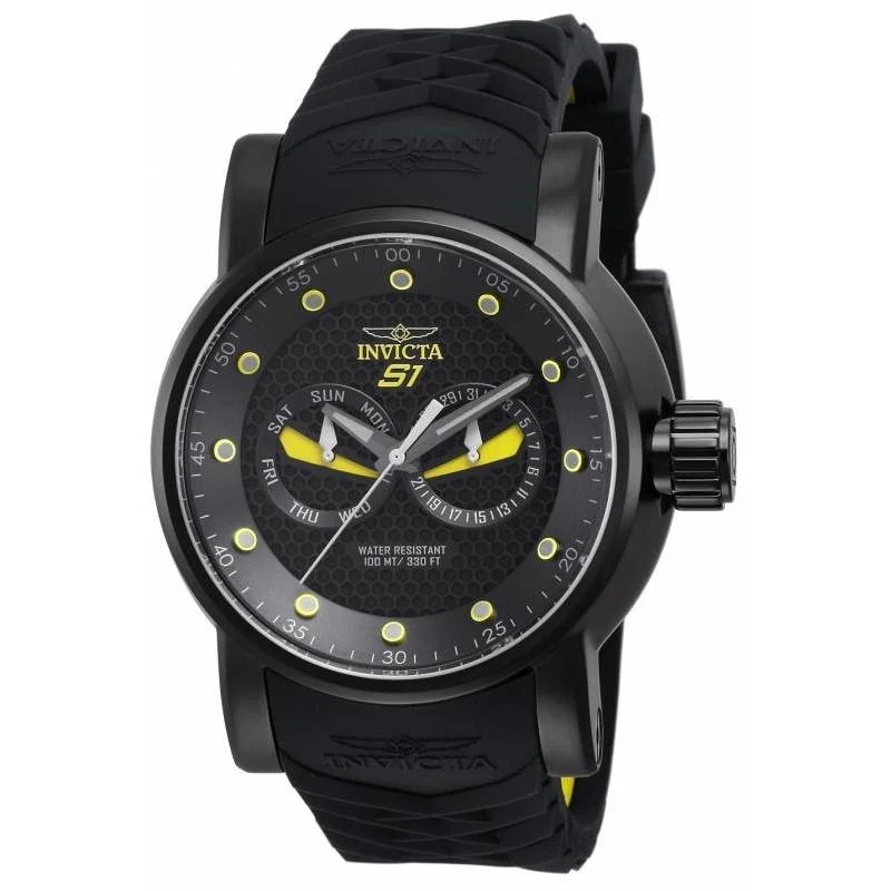 Mother-of-pearl watches-Invicta Men's 12789 S1 Rally Scuba Chronograph Black and Yellow Polyurethane Watch