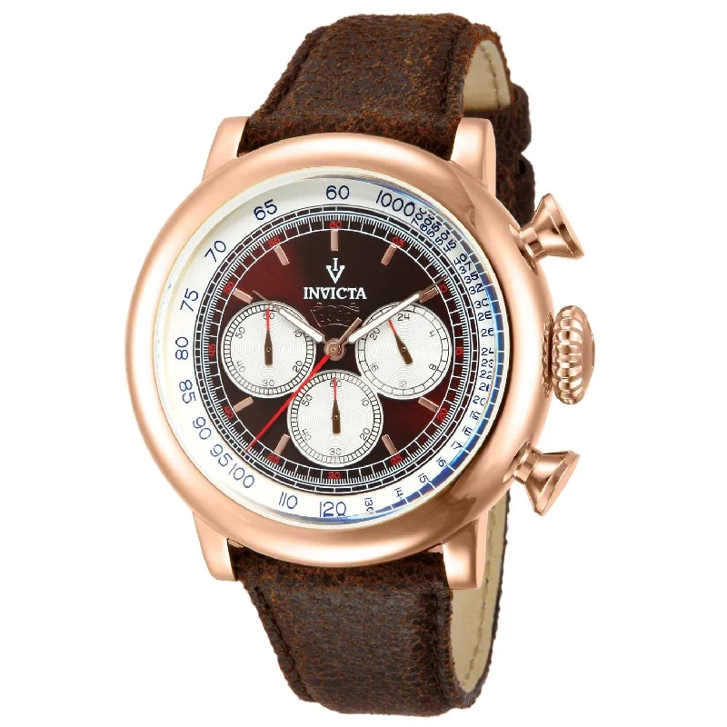 Solar-powered watches-Invicta Men's 13059 Vintage Brown Leather Watch