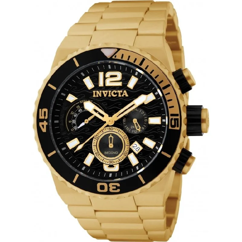 Bold color watches-Invicta Men's 1343 Pro Diver Chronograph Gold-tone Stainless Steel Watch