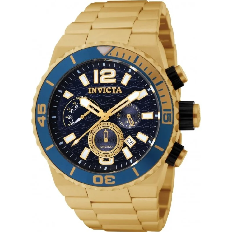 Lightweight metal watches-Invicta Men's 1344 Pro Diver Chronograph Gold-Tone Stainless Steel Watch