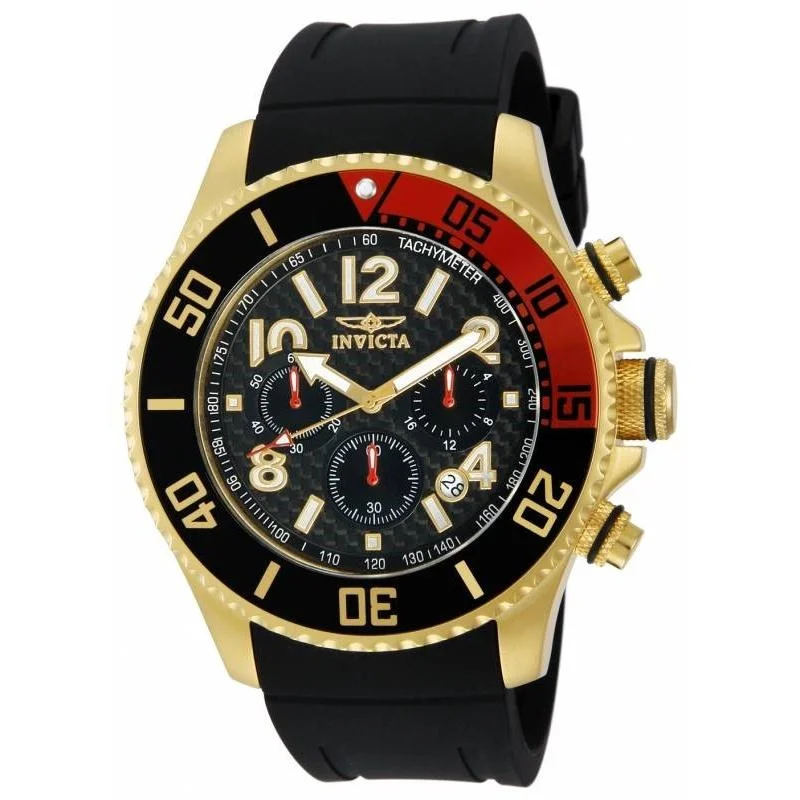 Elegant slim watches-Invicta Men's 13729 Pro Diver Chronograph Black Polyurethane Watch