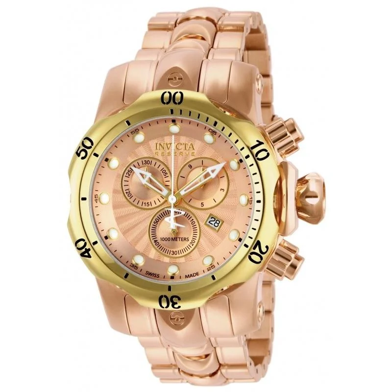 Adjustable mesh watches-Invicta Men's 13900 Venom Reserve Chronograph Rose-Tone Stainless Steel Watch