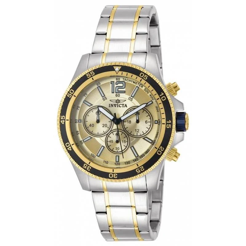 Bold bezel watches-Invicta Men's 13976 Specialty Chronograph Gold-tone and Silver Stainless Steel Watch