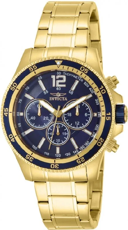 Gem encrusted watches-Invicta Men's 13978 Specialty Chronograph Gold-Tone Silver Watch