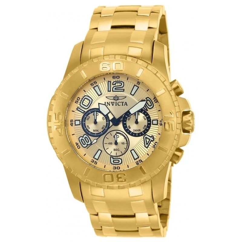 Quartz movement watches-Invicta Men's 15022 Pro Diver Chronograph Gold-Tone Stainless Steel Watch