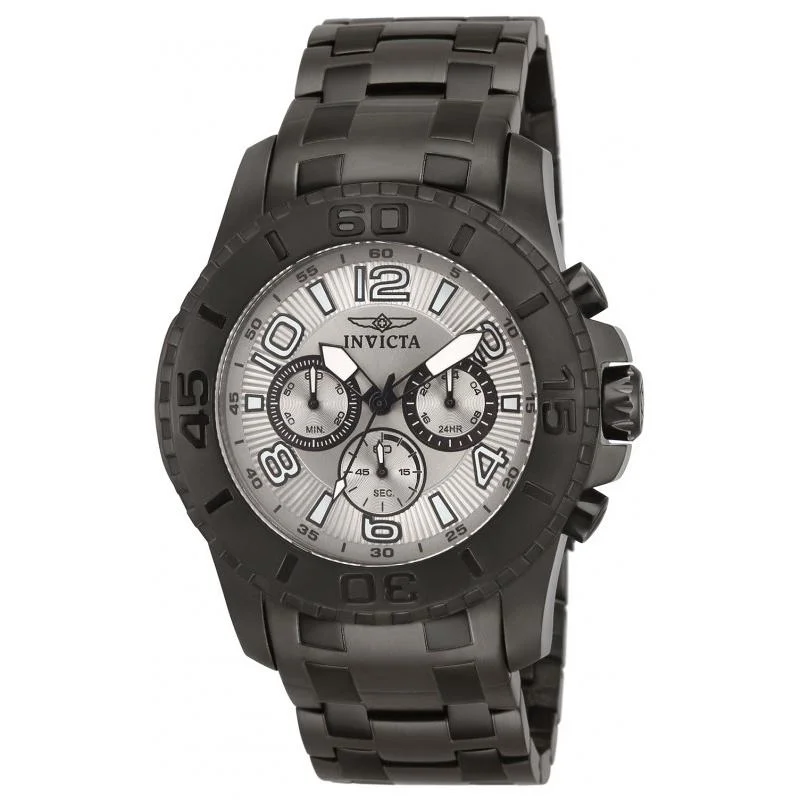 Bright dial watches-Invicta Men's 15024 Pro Diver Chronograph Gunmetal Stainless Steel Watch