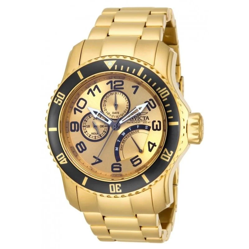 Matte black watches-Invicta Men's 15343 Pro Diver Scuba Chronograph Gold-Tone Stainless Steel Watch