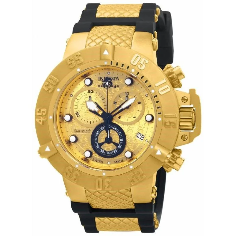 Mother-of-pearl watches-Invicta Men's 15802 Subaqua Noma III Chronograph Black Polyurethane Watch