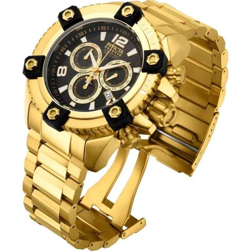 Thin strap watches-Invicta Men's 15827 Reserve Octane Chronograph Gold-Tone Polyurethane Watch