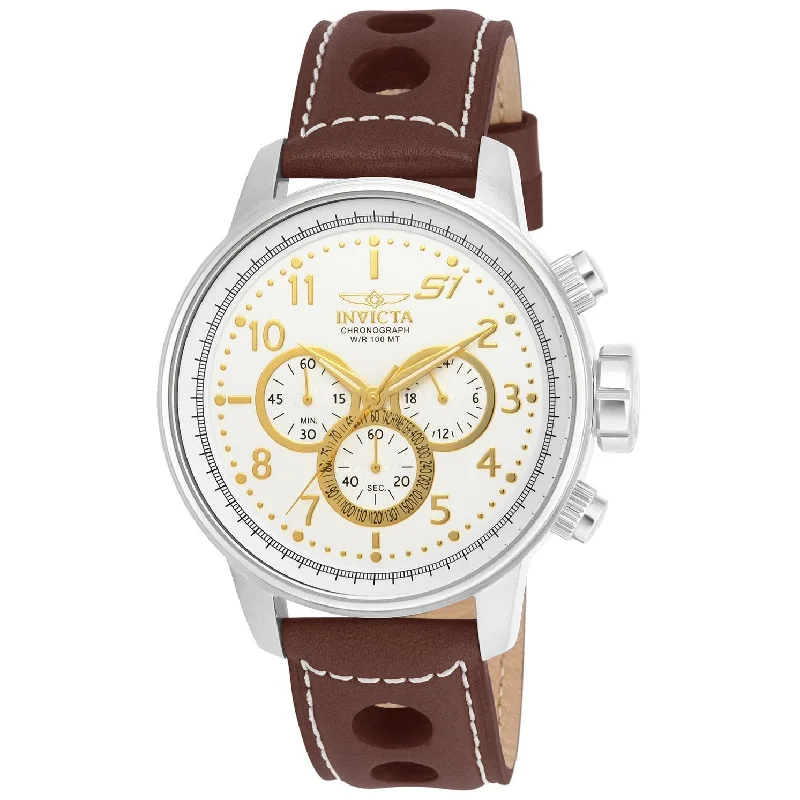 Chic bracelet watches-Invicta Men's 16010 S1 Rally Multi-Function Brown Leather Watch