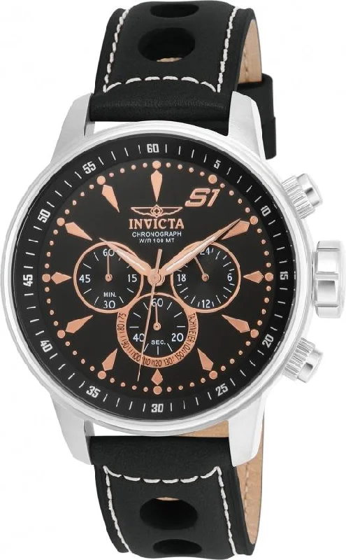 Elegant slim watches-Invicta Men's 16012 S1 Rally Multi-Function Black Leather Watch