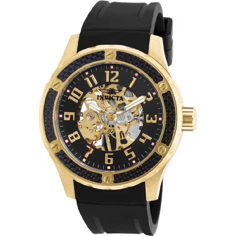 Oval face watches-Invicta Men's 16279 Specialty Mechanical Black Polyurethane Watch