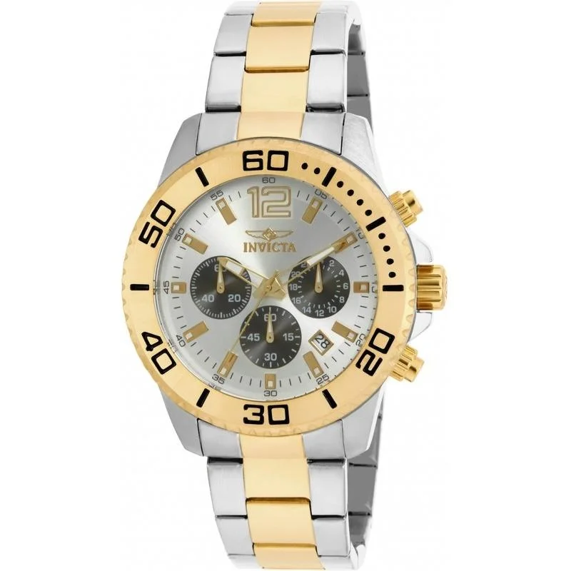 Rectangular strap watches-Invicta Men's 17399 Pro Diver Gold-Tone and Silver Stainless Steel Watch