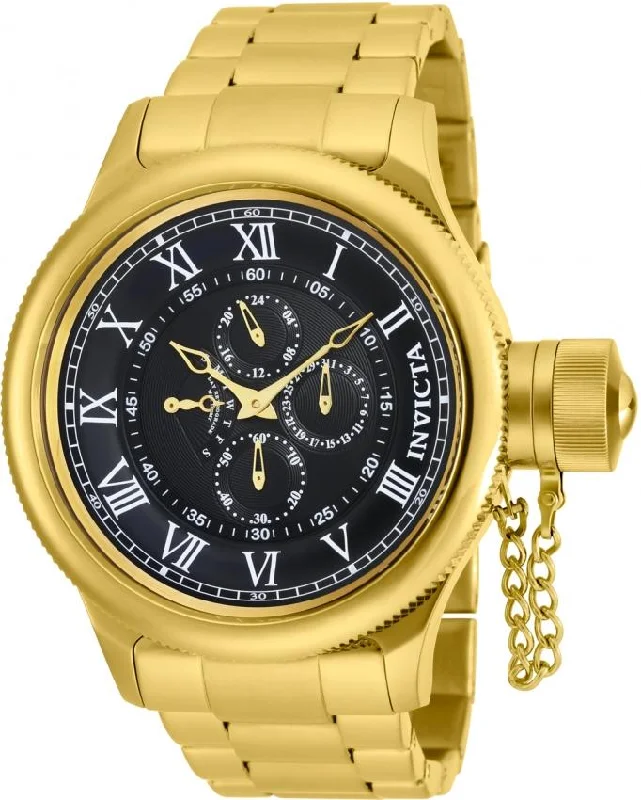 Bold design watches-Invicta Men's 17666 Russian Diver Gold-Tone Silver Watch